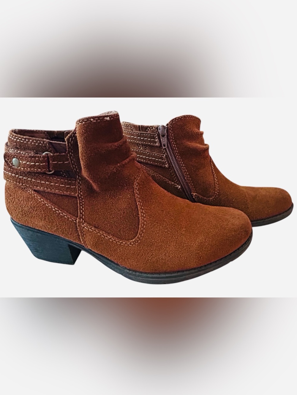 Earth Origins Oakland Alissa Suede Ankle Booties with Side Zip - Rustic Boho
